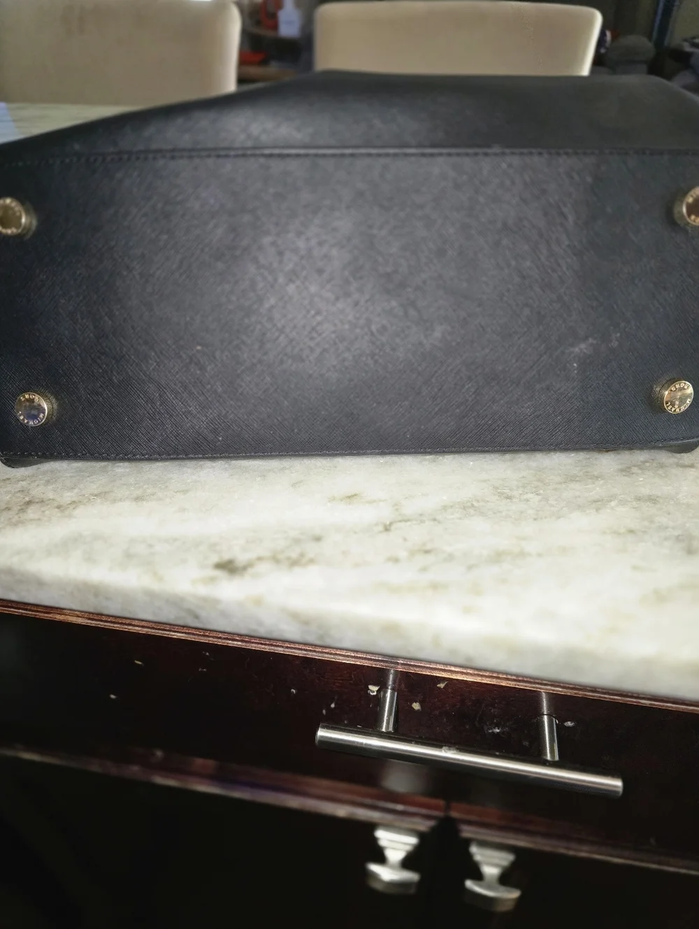 Michael Kors Black Saffiano Tote with Gold Hardware